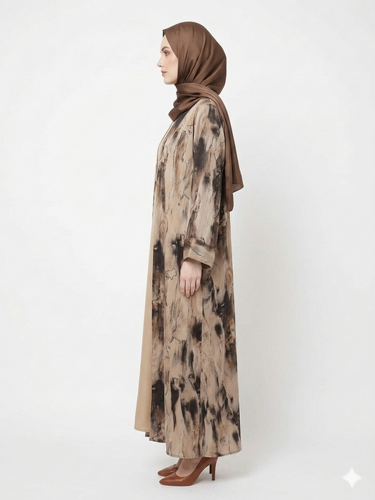 Sandstone Marble Satin Classy Kimono Abaya