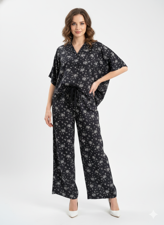 Floral Linen Co-Ord Set | Modest Shirt & Palazzo Set