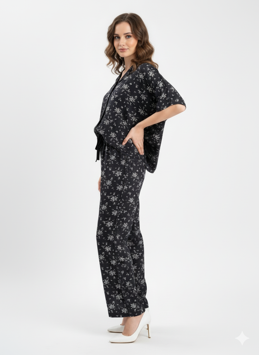 Floral Linen Co-Ord Set | Modest Shirt & Palazzo Set