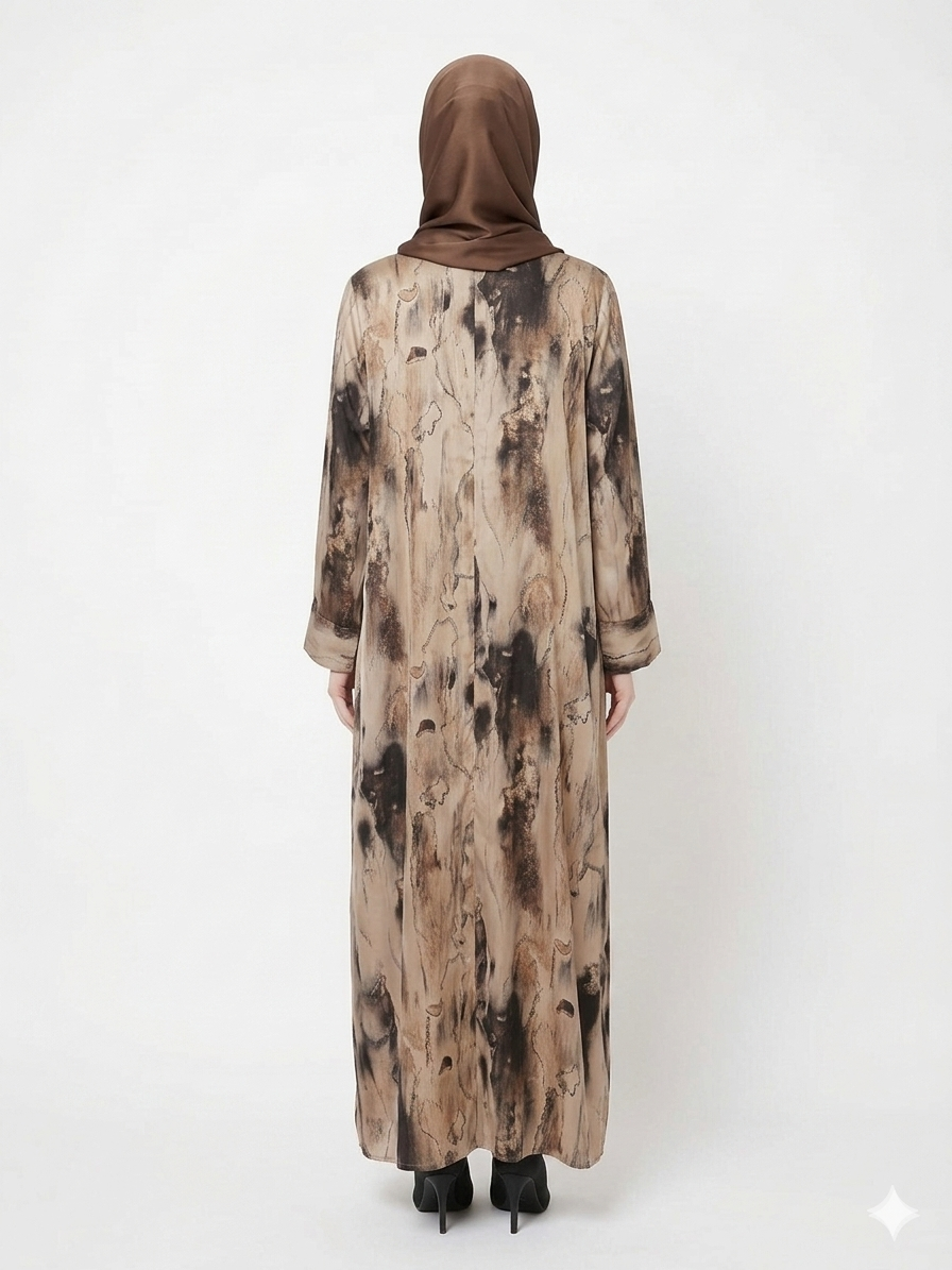 Sandstone Marble Satin Classy Kimono Abaya