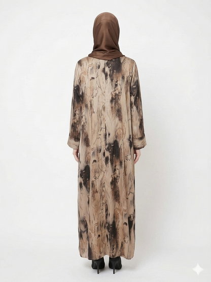 Sandstone Marble Satin Classy Kimono Abaya