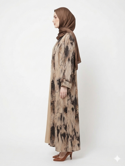 Sandstone Marble Satin Classy Kimono Abaya