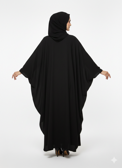 Iconic Velvet-Top Farasha Embroidered Nida Abaya