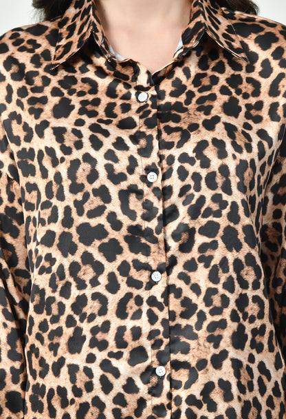 Japanese Satin Leopard Print Co-Ord Set – Elegant Modest Wear